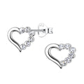 Silver Heart Studs — Lustrous Crystal - High Quality 925 Sterling Silver Jewelry