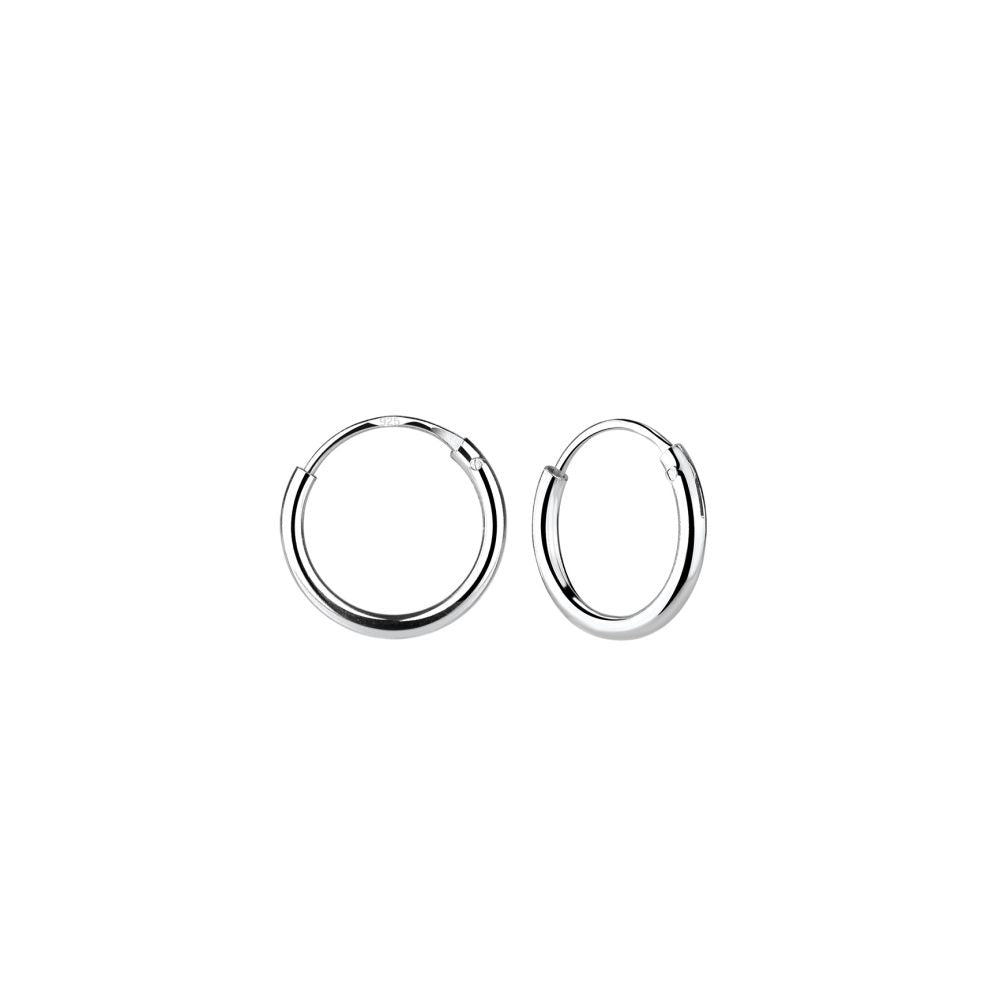 Silver Hoop Earrings (0.39") - High Quality 925 Sterling Silver Jewelry