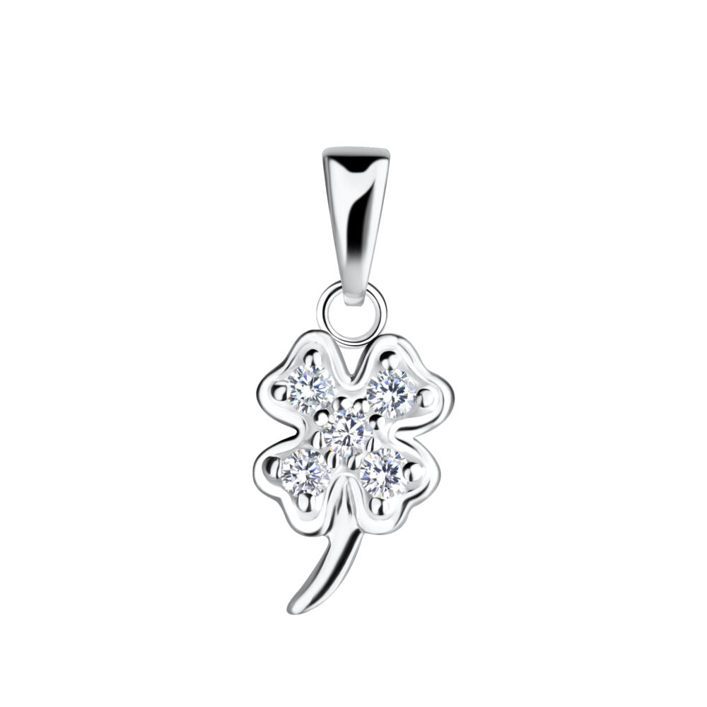 Silver Clover Pendant — White - High Quality 925 Sterling Silver Jewelry