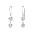 Silver Heart Sparkling Zirconia Dangle Earrings — White - High Quality 925 Sterling Silver Jewelry