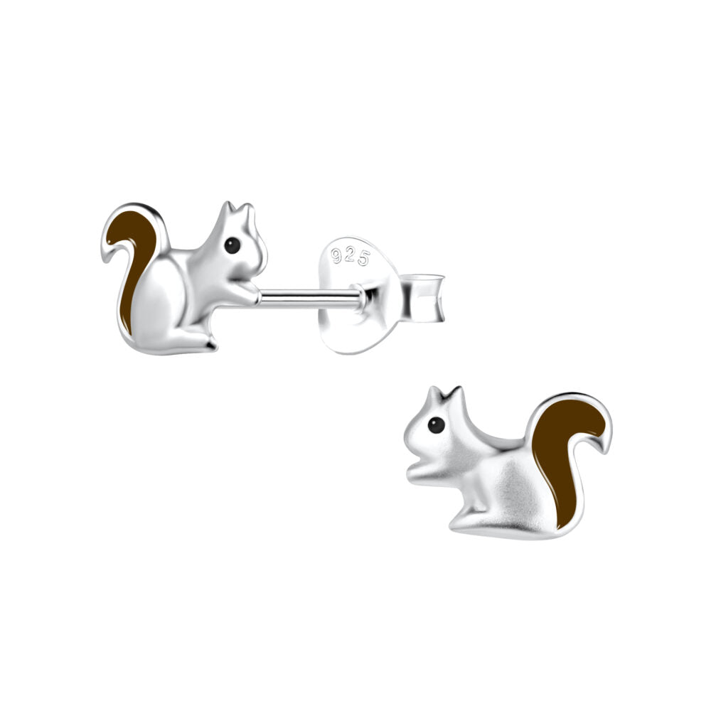 Silver Squirrel Studs - High Quality 925 Sterling Silver Jewelry