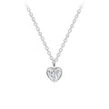 Heart Necklace — White — (18") - High Quality 925 Sterling Silver Jewelry