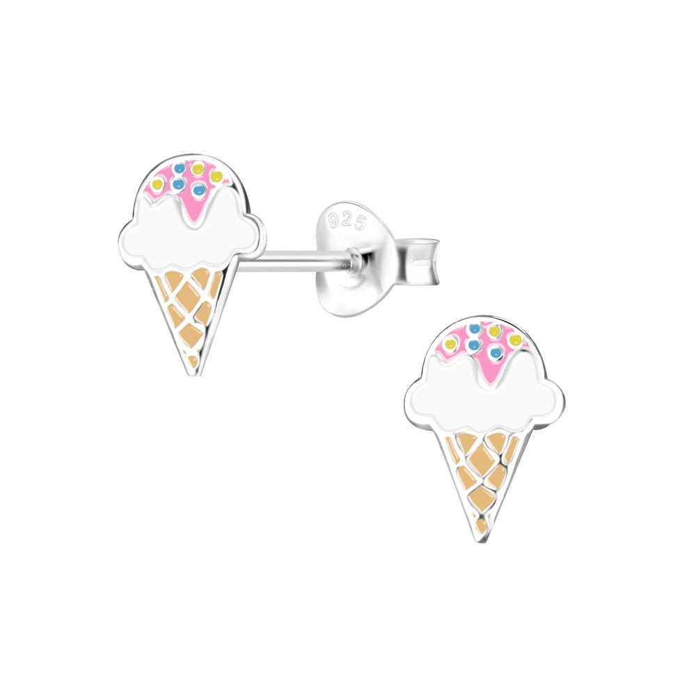 Silver Ice Cream Studs - High Quality 925 Sterling Silver Jewelry