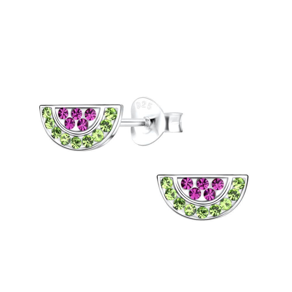 Watermelon Lustrous Crystal Studs - High Quality 925 Sterling Silver Jewelry