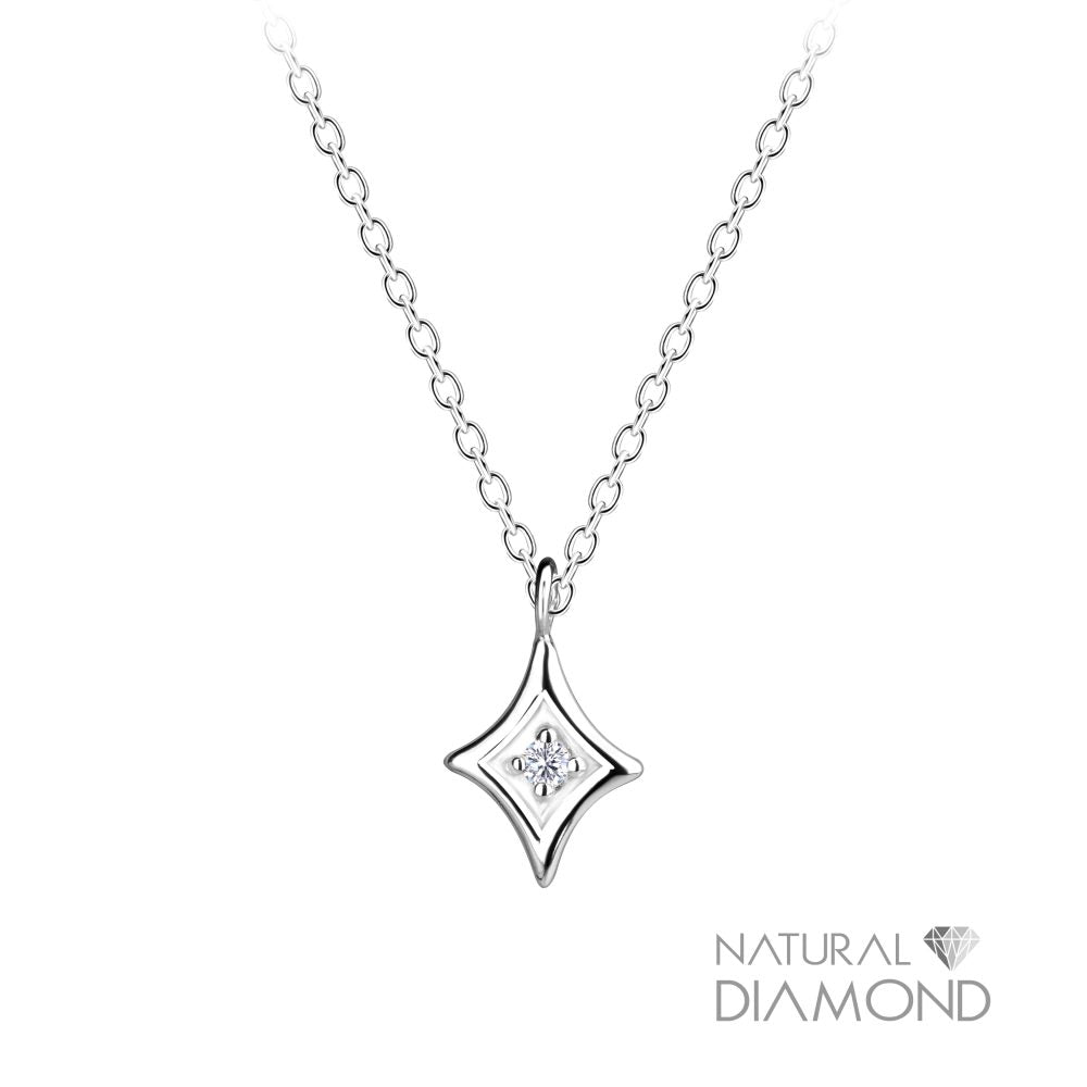 Silver Diamond Necklace With Natural Diamond - High Quality 925 Sterling Silver Jewelry