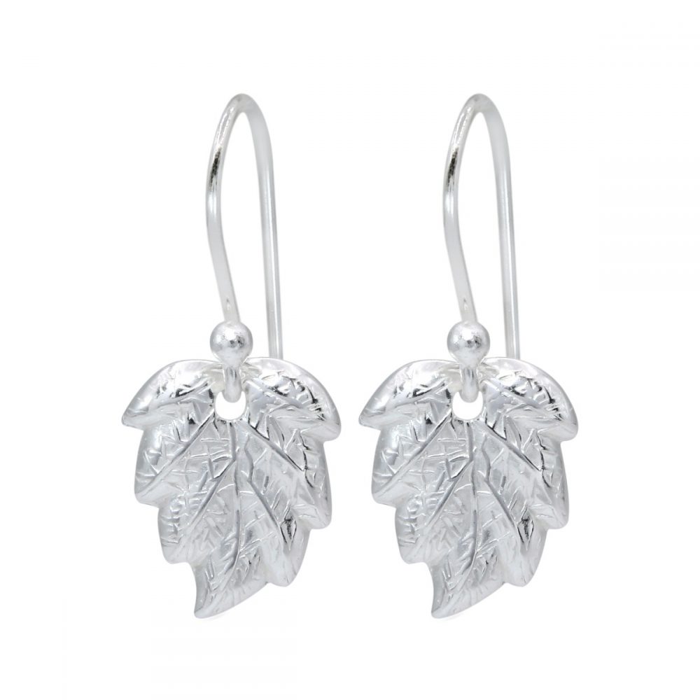Silver Leaf Earrings - High Quality 925 Sterling Silver Jewelry