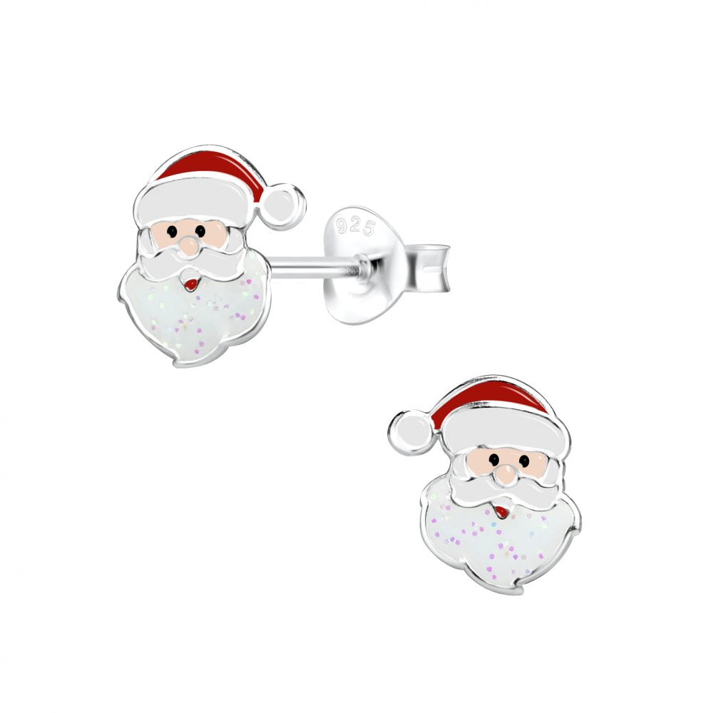 Silver Santa Claus Studs - High Quality 925 Sterling Silver Jewelry