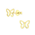 Butterfly Studs with Gold Finish - High Quality 925 Sterling Silver Jewelry