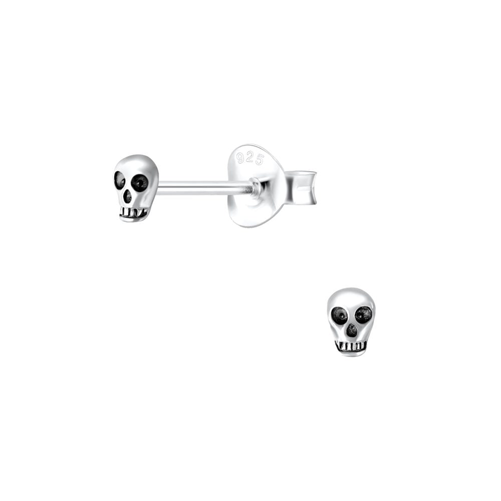 Silver Skull Studs - High Quality 925 Sterling Silver Jewelry