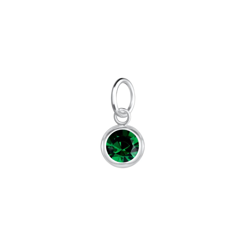 Round Lustrous Crystal Silver Pendant — Emerald - High Quality 925 Sterling Silver Jewelry