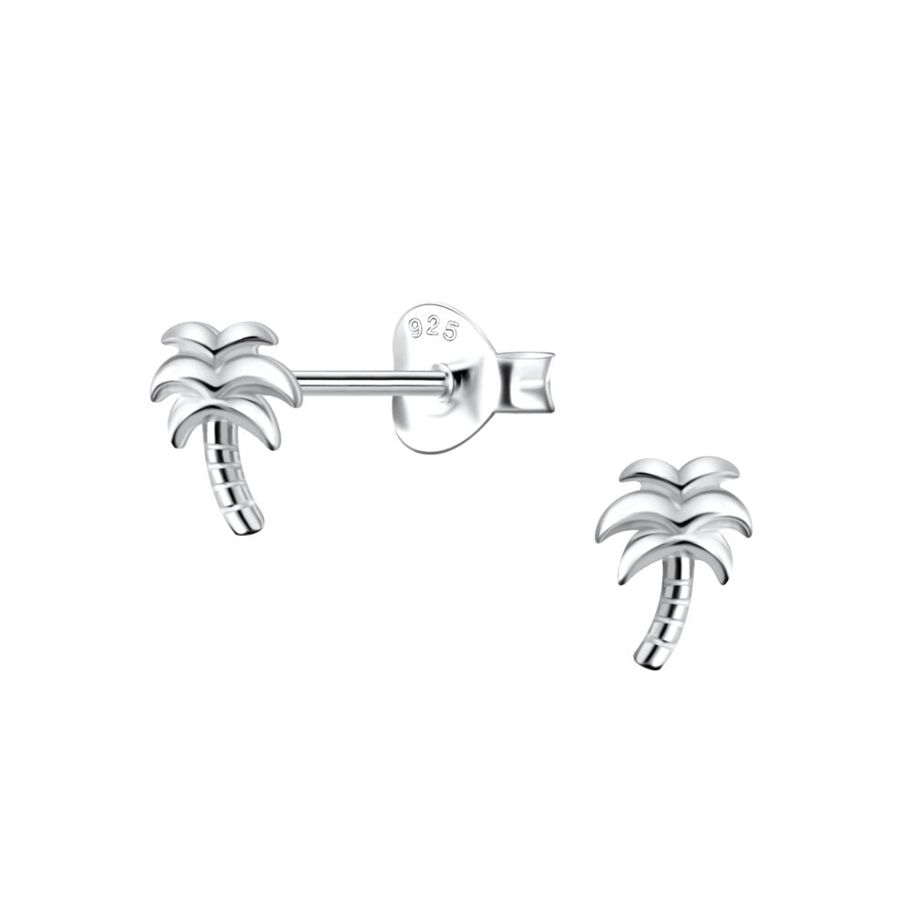 Silver Palm Tree Studs - High Quality 925 Sterling Silver Jewelry