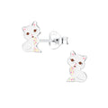 Silver White Cat Studs - High Quality 925 Sterling Silver Jewelry