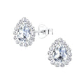 Silver Tear Drop Lustrous Crystal Studs — Lustrous Crystal - High Quality 925 Sterling Silver Jewelry