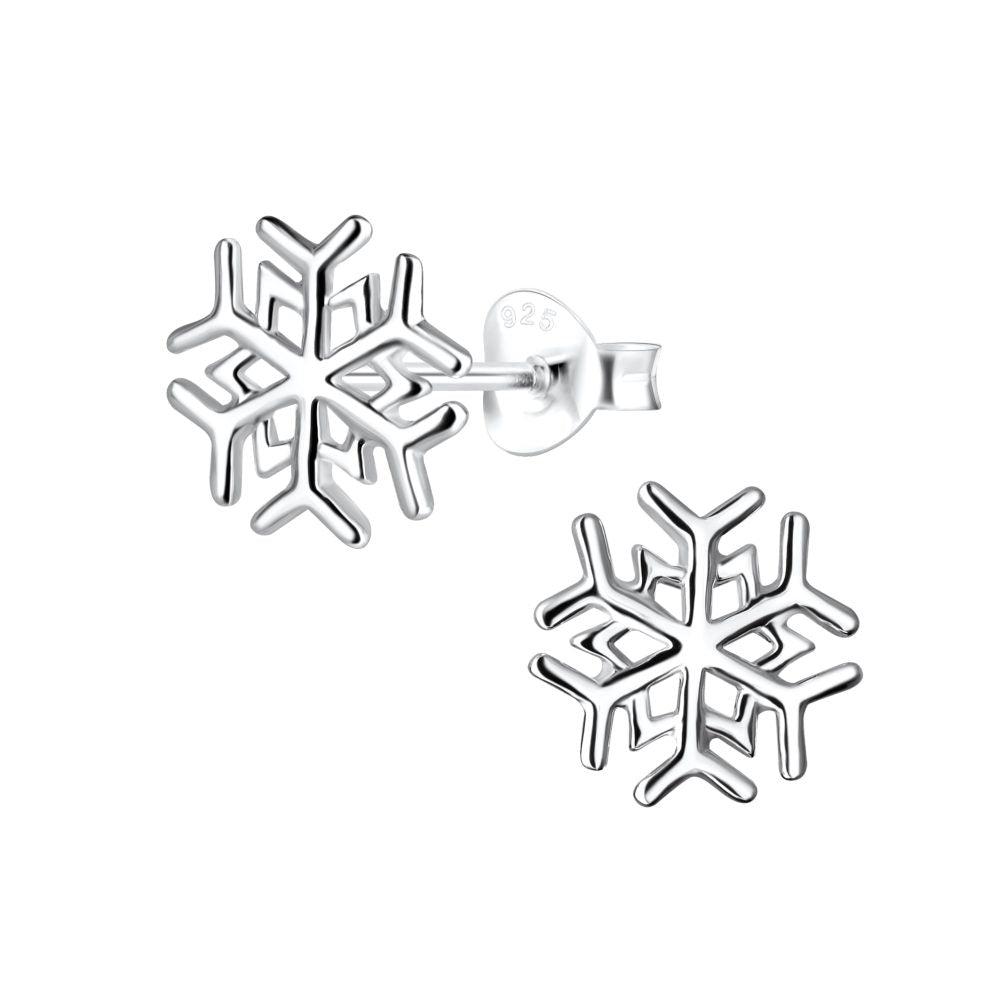 Silver Snowflake Studs - High Quality 925 Sterling Silver Jewelry