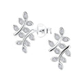 Silver Olive Leaf Studs — White - High Quality 925 Sterling Silver Jewelry