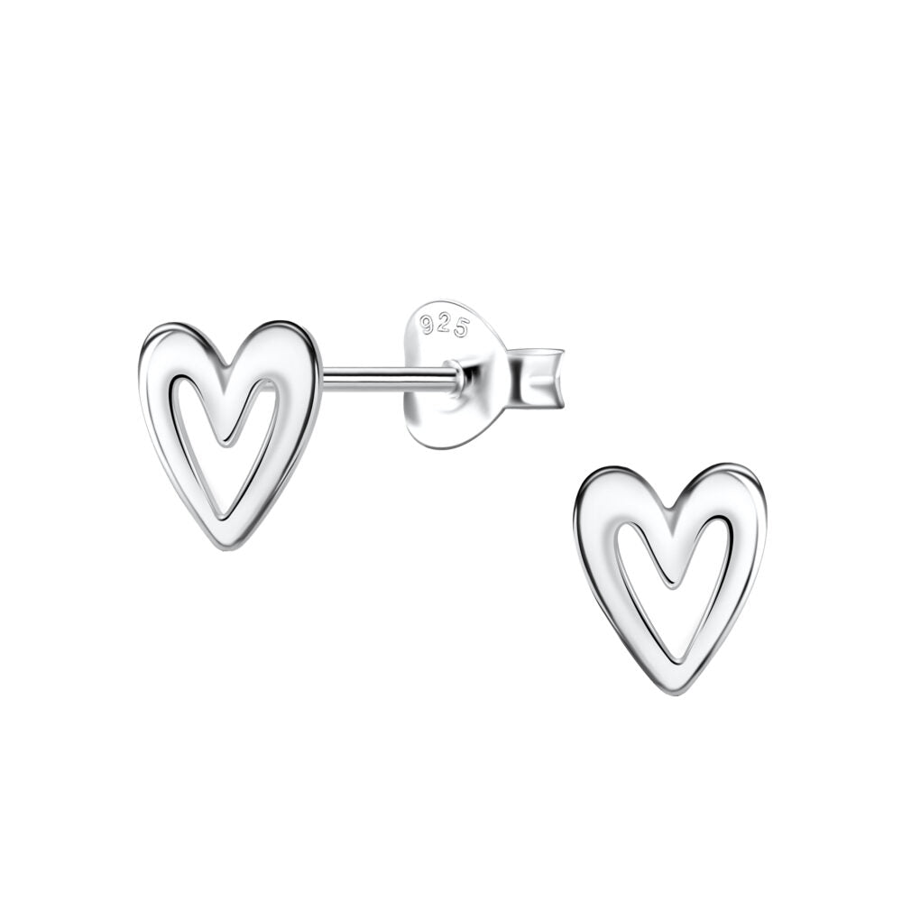 Silver Heart Studs - High Quality 925 Sterling Silver Jewelry