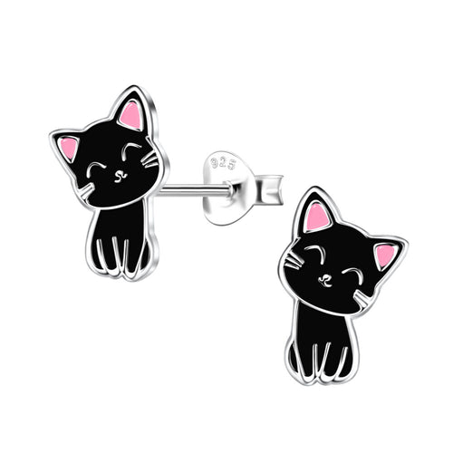 Black Cat Studs - High Quality 925 Sterling Silver Jewelry