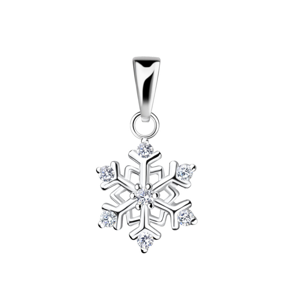 Silver Snowflake Pendant — White - High Quality 925 Sterling Silver Jewelry
