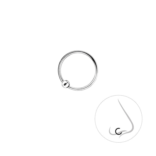 Ball Closure Hoop Nose Ring (0.39") - High Quality 925 Sterling Silver Jewelry