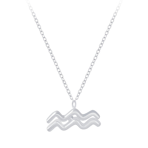 Aquarius Zodiac Sign Necklace (18") - High Quality 925 Sterling Silver Jewelry