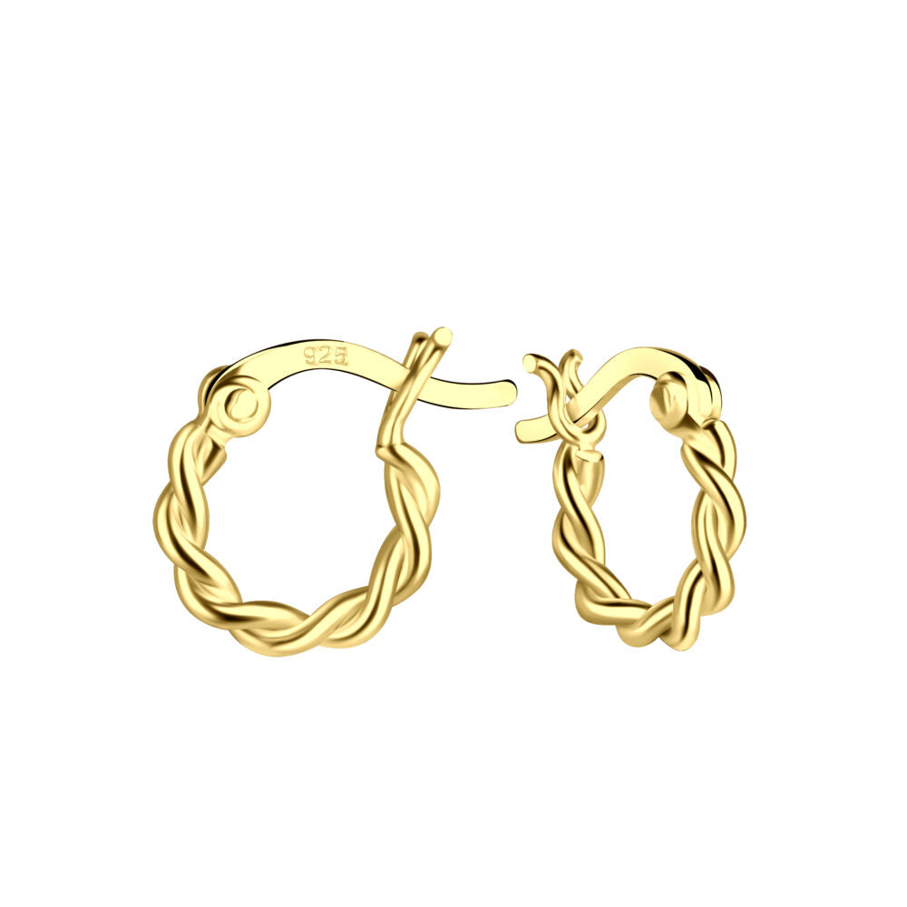 Silver Twisted French Lock Hoop Earrings (0.39") - High Quality 925 Sterling Silver Jewelry