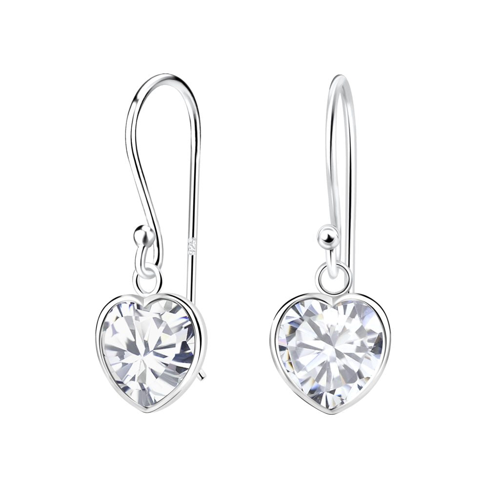 Heart Sparkling Zirconia Silver Earrings — White - High Quality 925 Sterling Silver Jewelry