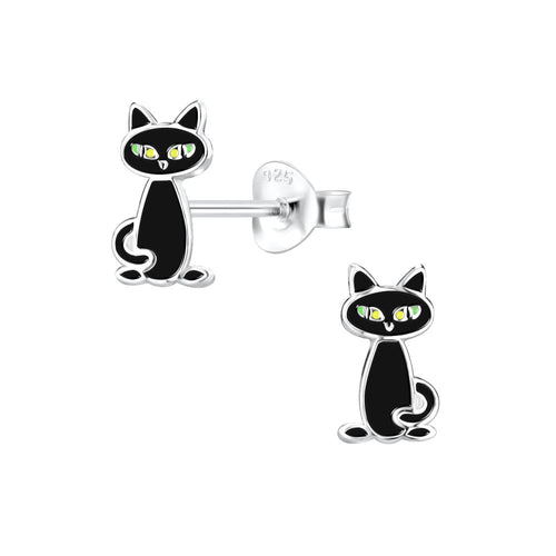 Black Cat Studs - High Quality 925 Sterling Silver Jewelry