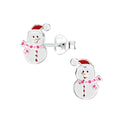 Silver Snowman Studs - High Quality 925 Sterling Silver Jewelry