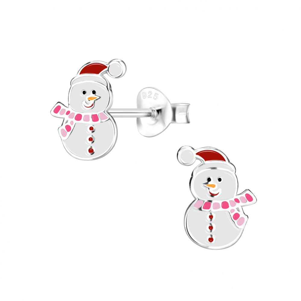 Silver Snowman Studs - High Quality 925 Sterling Silver Jewelry