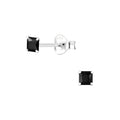Square Sparkling Zirconia Silver Studs — Black - High Quality 925 Sterling Silver Jewelry