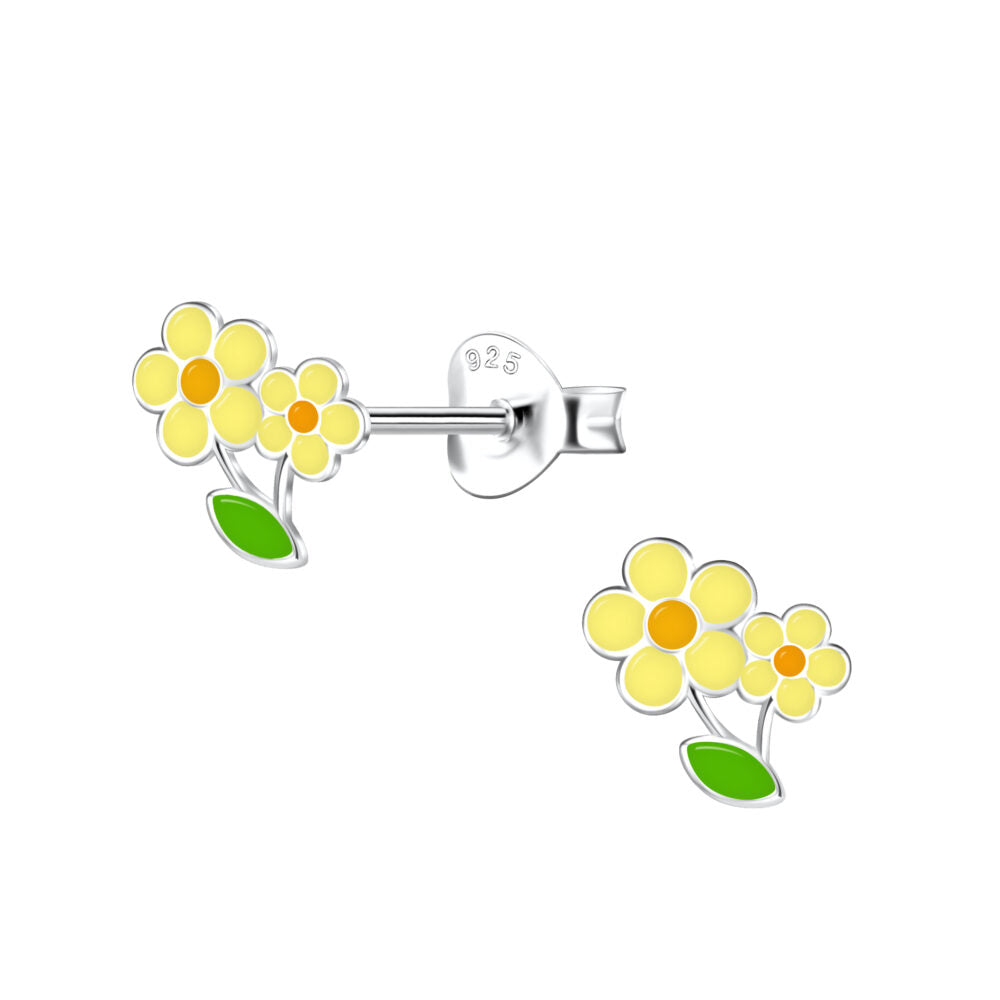 Yellow Flower Studs - High Quality 925 Sterling Silver Jewelry