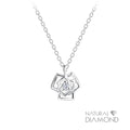 Silver Rose Flower Necklace With Natural Diamond - High Quality 925 Sterling Silver Jewelry