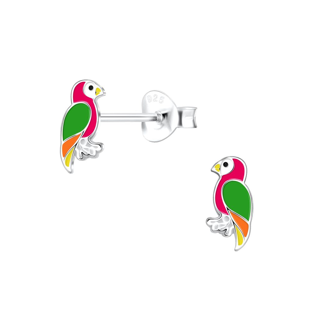 Silver Parrot Studs - High Quality 925 Sterling Silver Jewelry