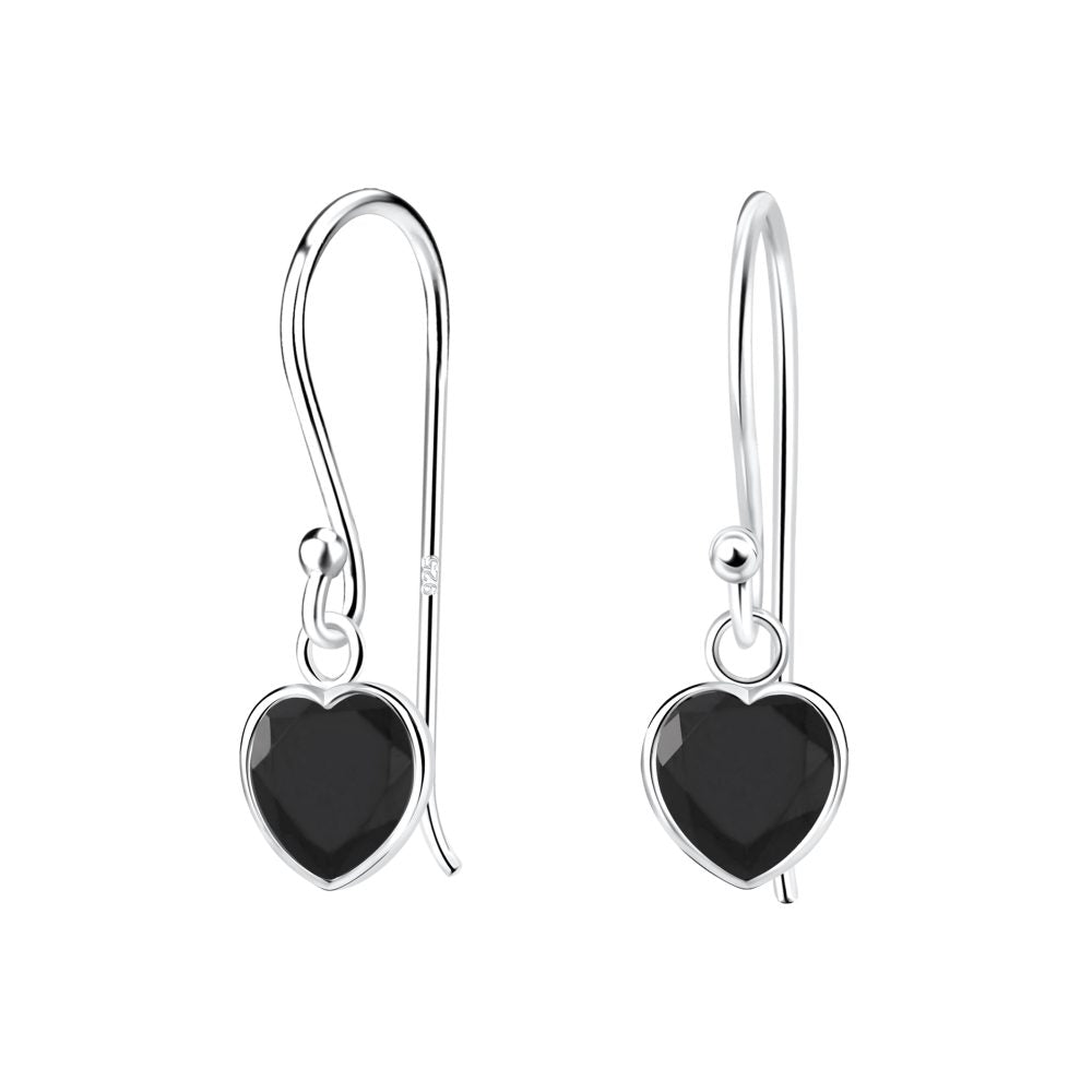 Studs Sterling Silver () Heart Sparkling Zirconia Black - High Quality 925 Sterling Silver Jewelry