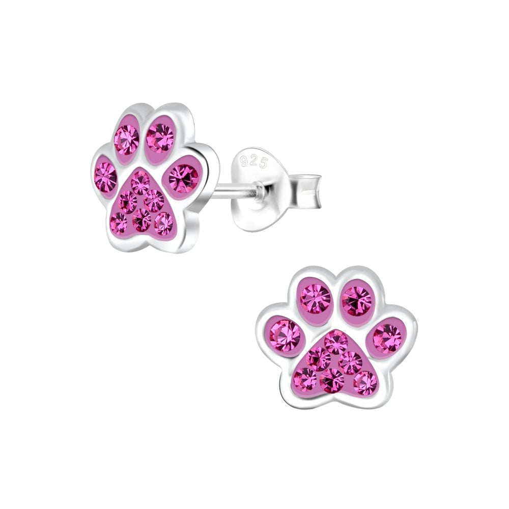 Silver Paw Print Studs — Rose - High Quality 925 Sterling Silver Jewelry