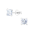 Square Sparkling Zirconia Silver Studs — White (0.2") - High Quality 925 Sterling Silver Jewelry
