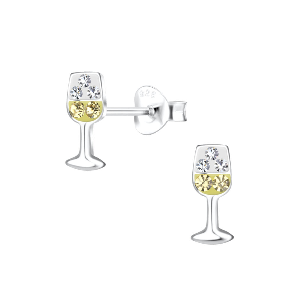 Silver Wine Glass Studs - High Quality 925 Sterling Silver Jewelry