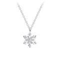 Silver Snowflake Necklace — White (18") - High Quality 925 Sterling Silver Jewelry